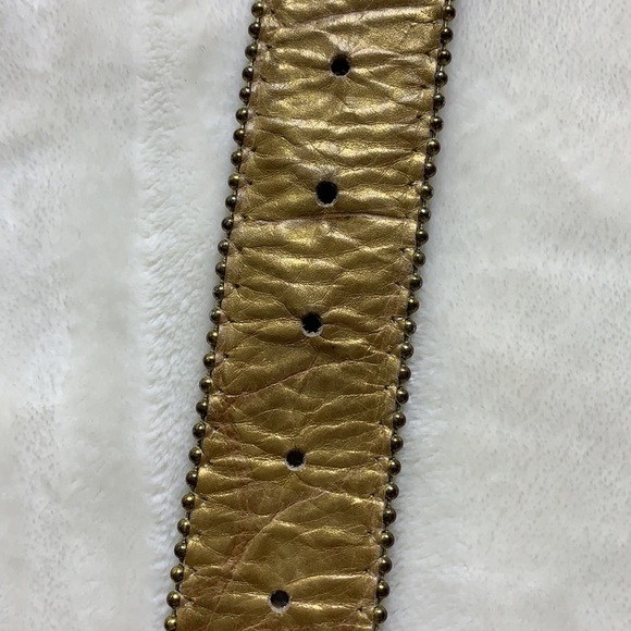 B.B. SIMON Gold Leather Studded Statement Glam Belt, M - Picture 10 of 16
